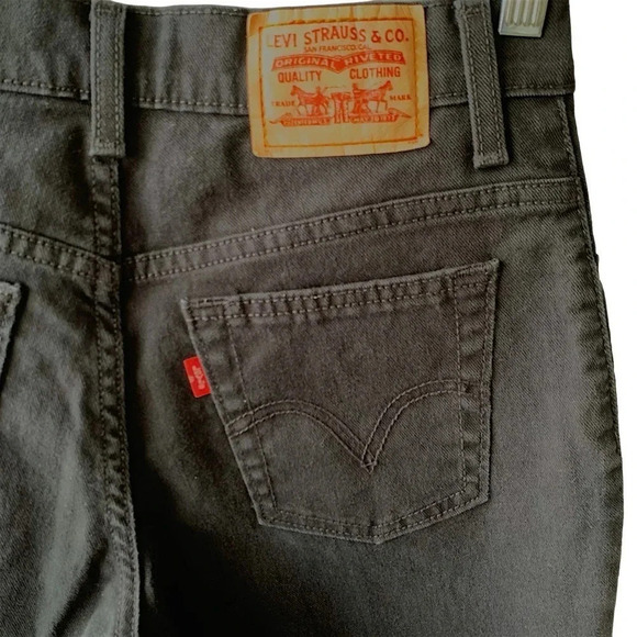 Levi's 550 Y2K Relaxed Bootcut Cropped Cuffed Black Denim Jeans Size 6S Stretch - Picture 9 of 15